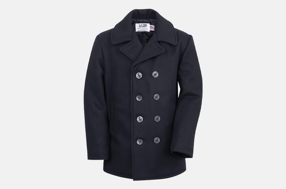 SCHOTT Melton Wool-Blend Peacoat for Men