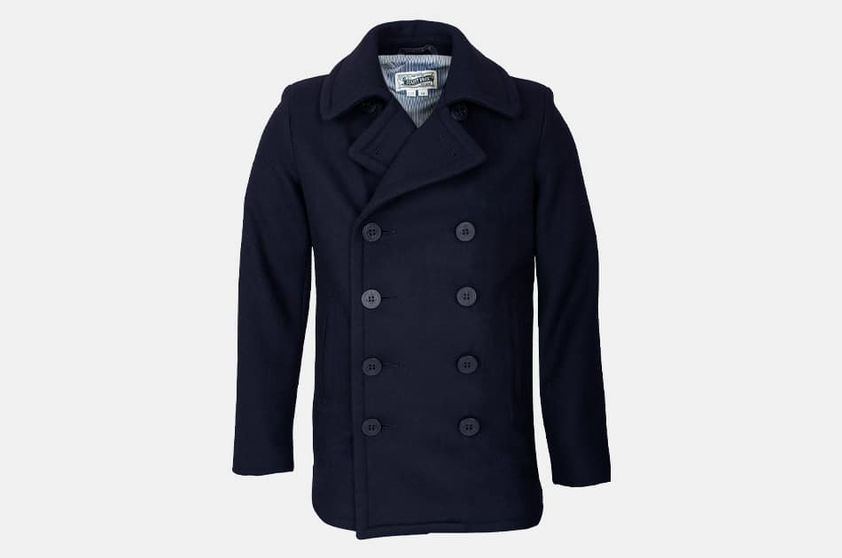 Schott Slim Fit Wool Blend Peacoat