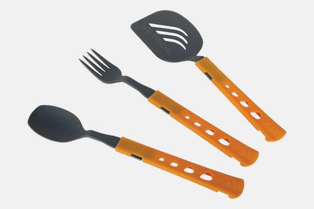 Valtcan Titanium Compact 3 Piece Utensil Fork Spoon Knife Ultralight Carry Military Design System