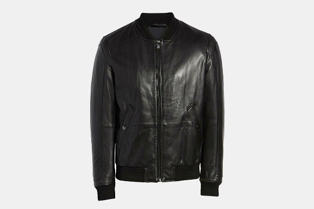 Boss Arinos Leather Bomber Jacket