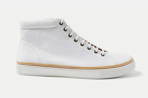 Frank & Oak Cotton Twill Hi-Top Sneakers in Off-White