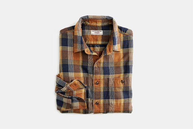Wallace & Barnes midweight flannel shirt in rustic plaid