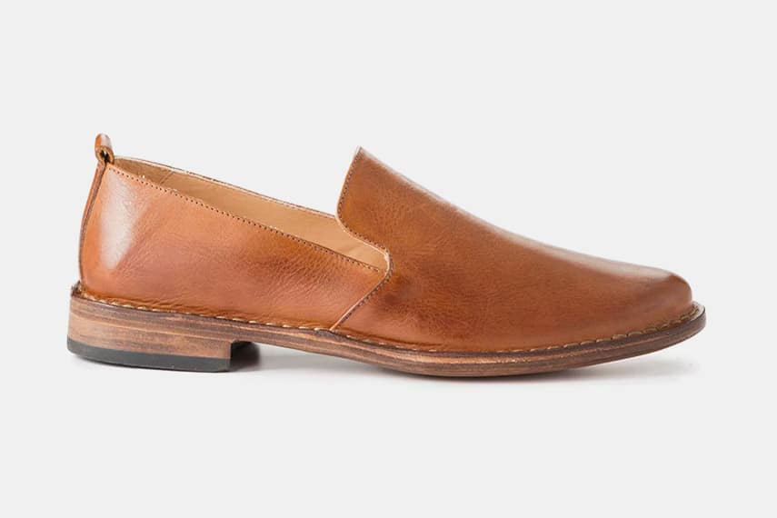 leather casual slip on shoes