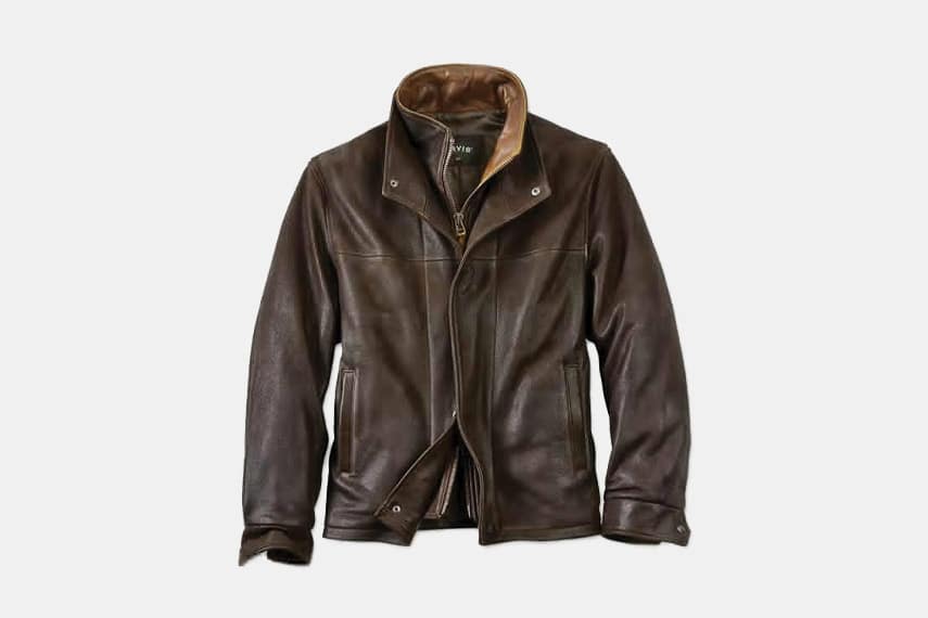 orvis leather bomber jacket