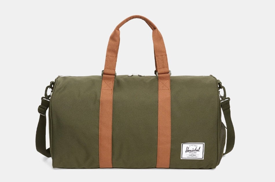 Weekender Bag, Canvas with Leather Handles, 5 Trim Colors – Vines & Pines