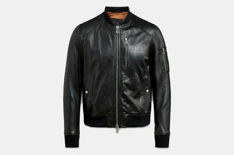 navy blue leather bomber jacket mens