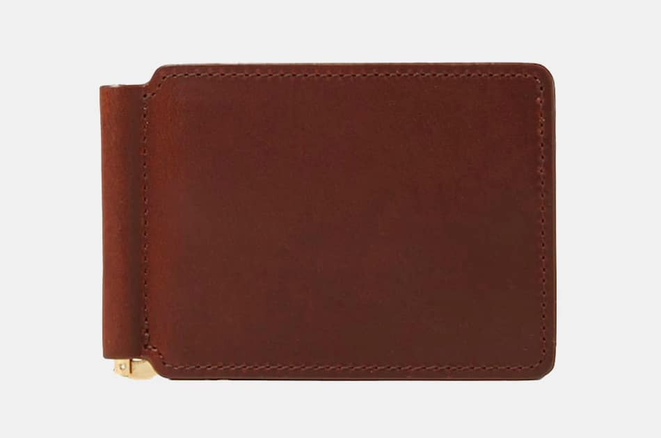 leather money clip card case