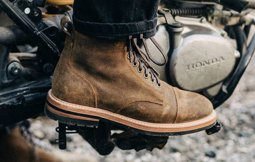 Taylor Stitch x Stetson Moto Boots in Waxed Suede