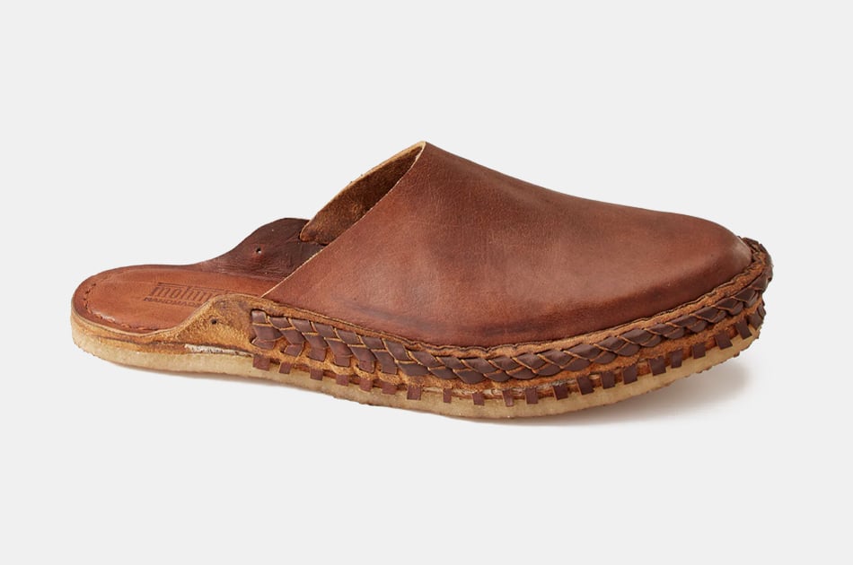 brown leather slip on shoes