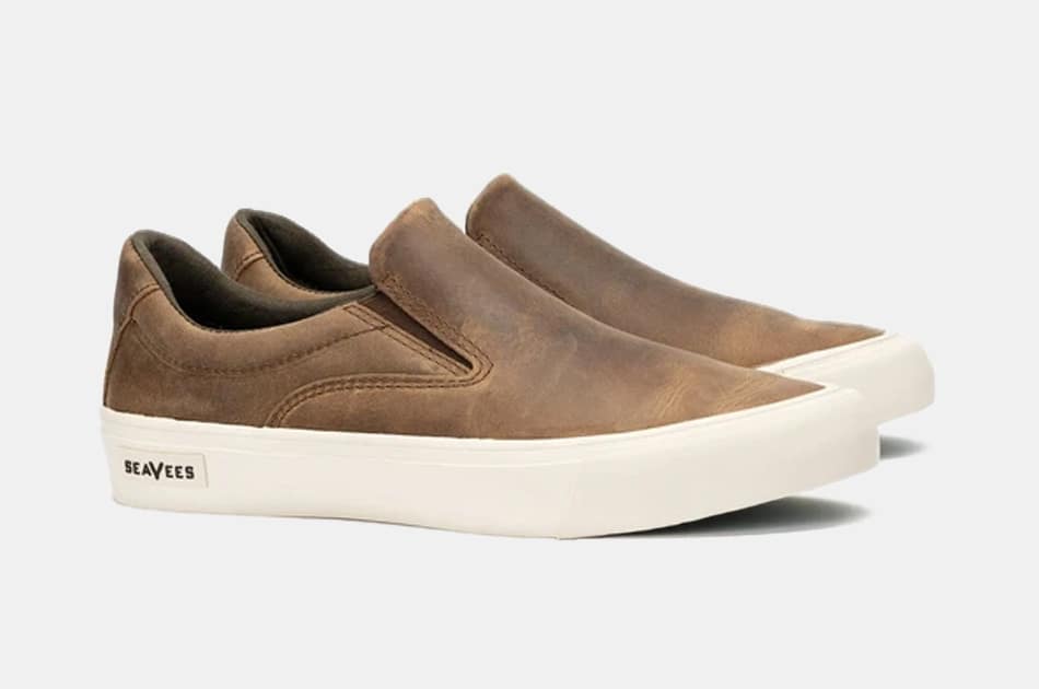 brown leather slip on shoes