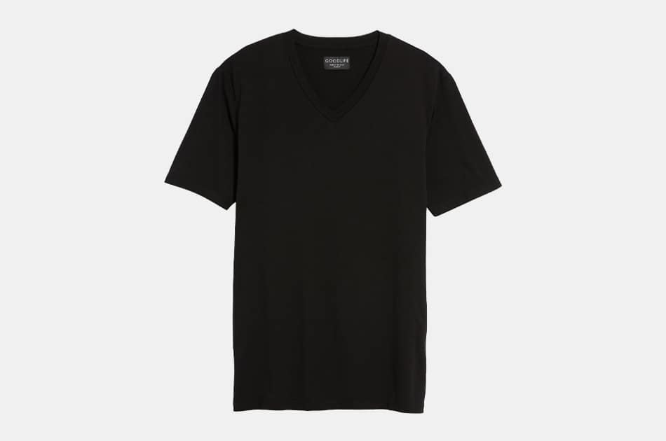 v neck black shirts