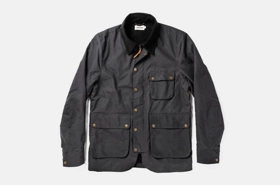 black waxed canvas jacket