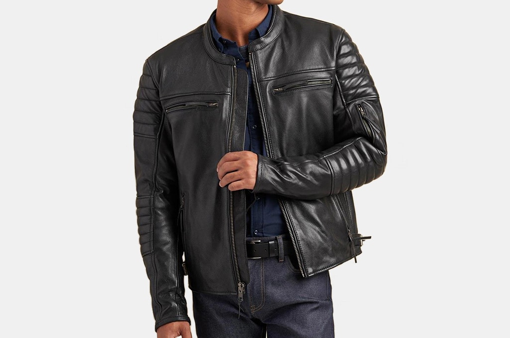 leather motorcycle jacket with hood