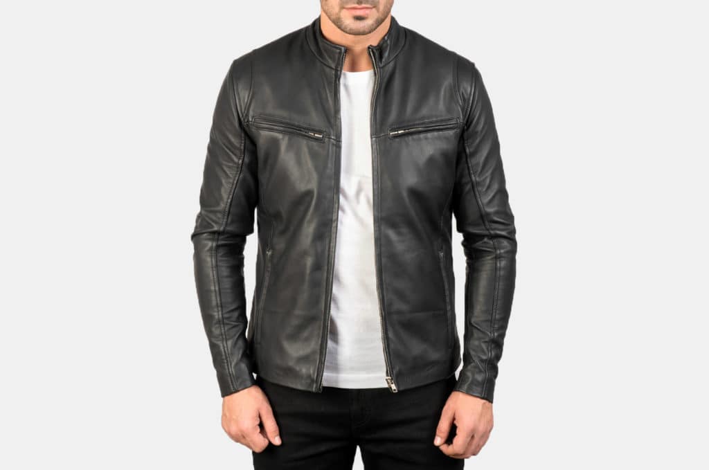 mens heavy leather coat