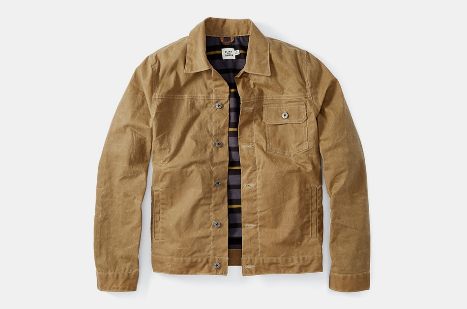 Flint and Tinder Flannel-Lined Waxed Trucker Jacket