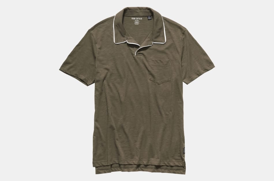 Todd Snyder Made in LA Tipped Montauk Polo in Olive