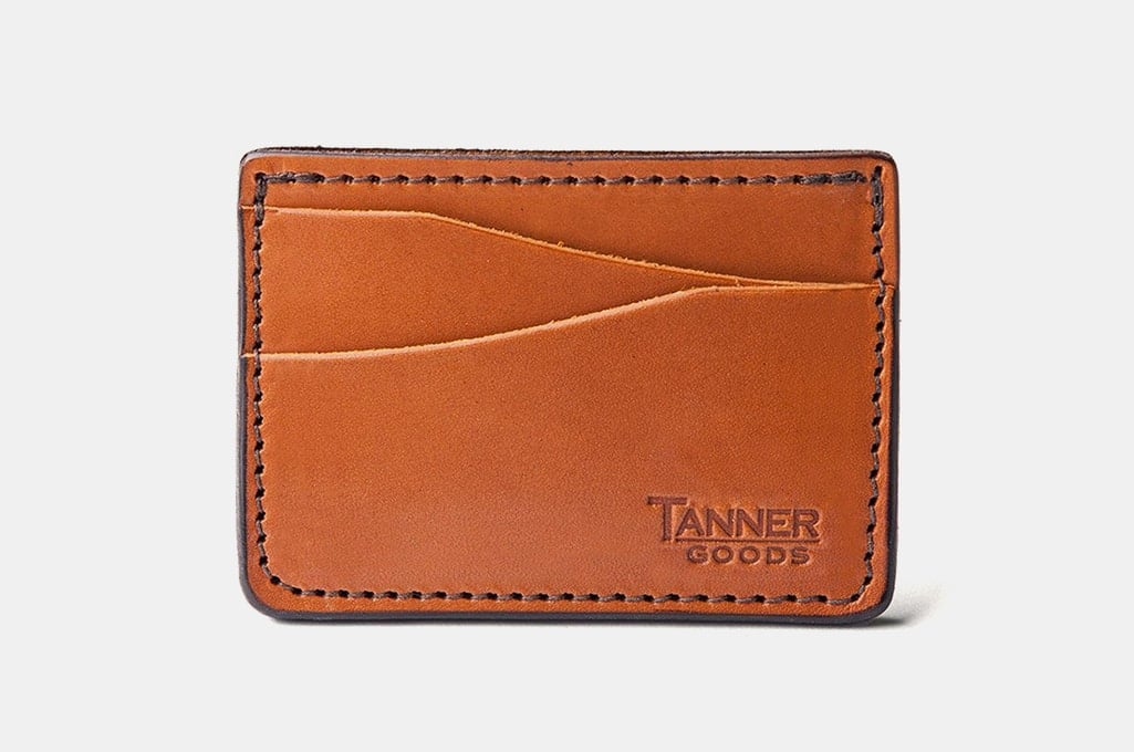 Thin Black Leather Wallet for Men. Minimalist Cardholder for 