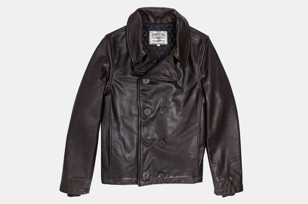 Cockpit USA Naval Short Leather Peacoat Z21U025