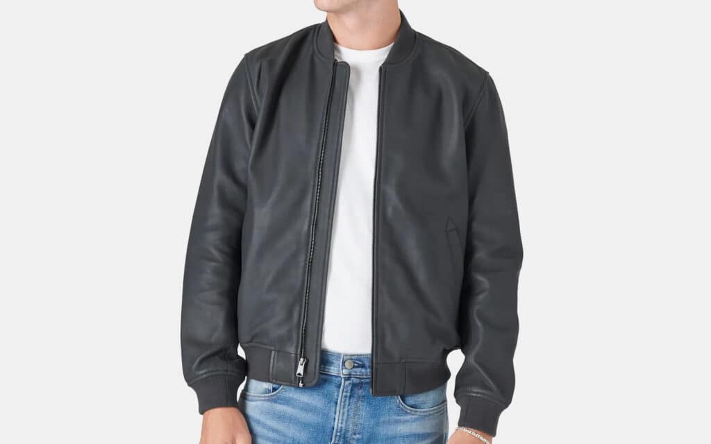 Lucky Brand Leather Bomber Jacket