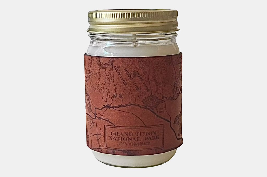 Good + Well Supply Co. Heritage Park Map Leather Candle