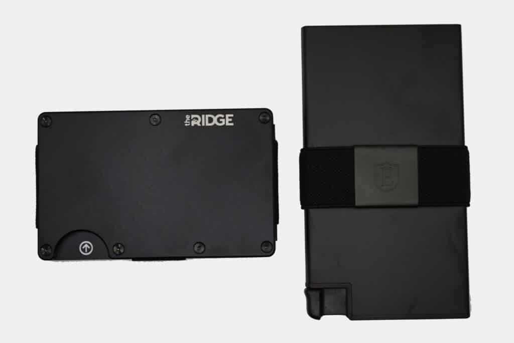 Ridge Wallet vs Ekster Wallet Side by Side Studio Image