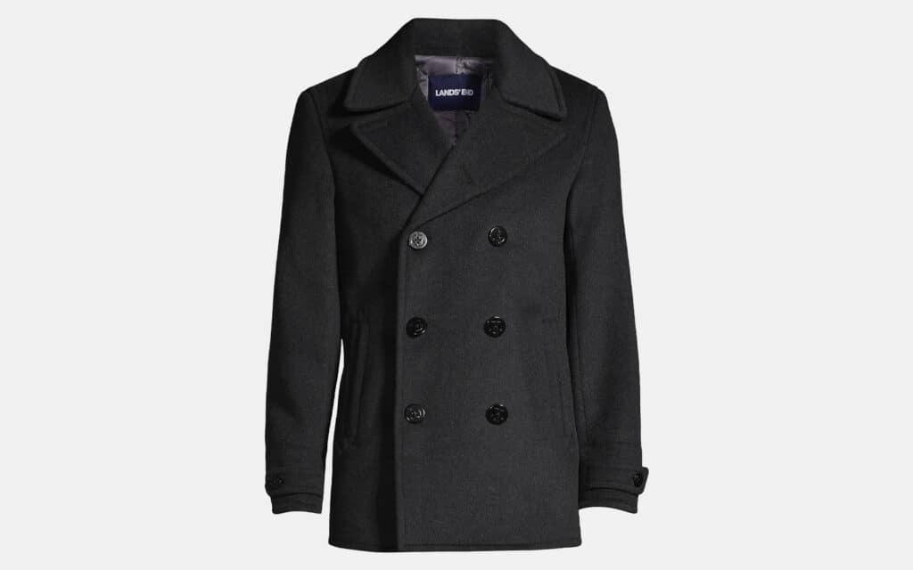 Essentials Men's Wool Blend Heavyweight Peacoat, Charcoal