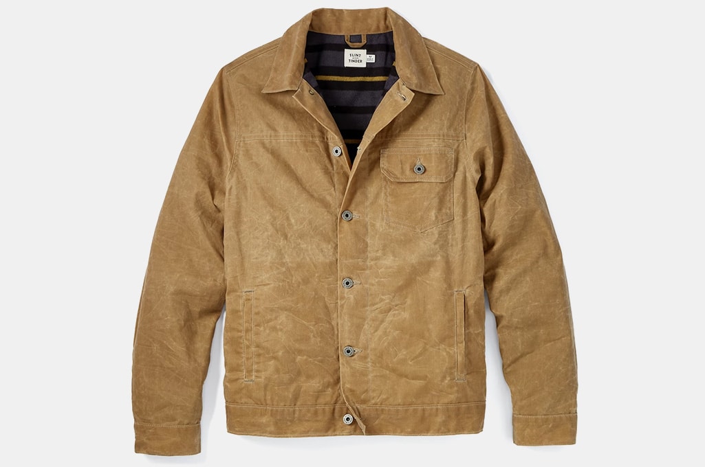 Flint and Tinder Flannel-Lined Waxed Trucker Jacket