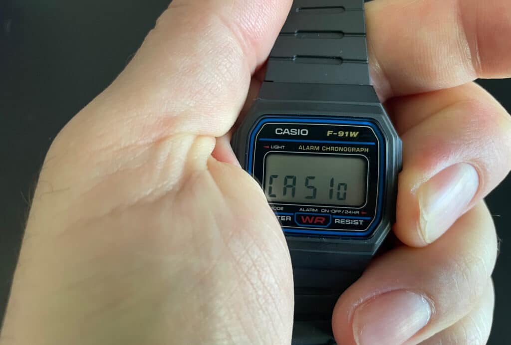 Casio F-91 Series Black Blue Green & Gold Vintage Retro Unisex Digital Watch