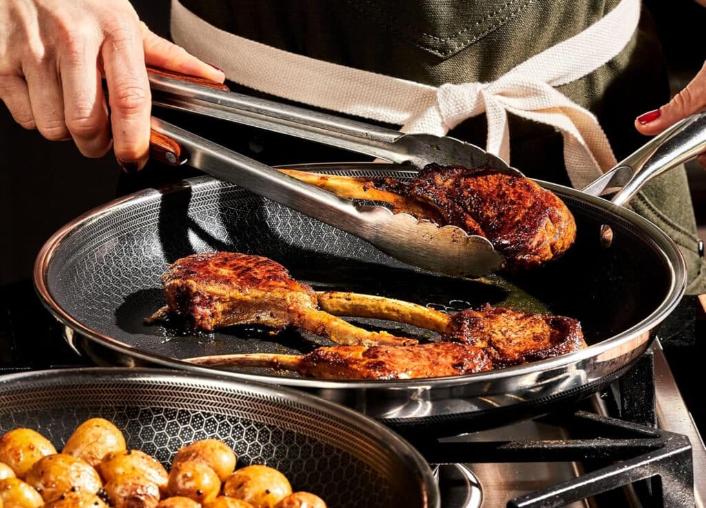 HexClad Hybrid Nonstick Frying Pan Cooking