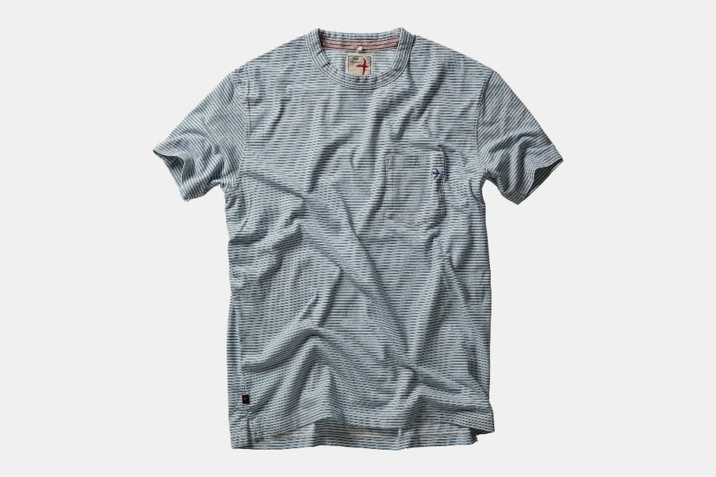 Relwen Ringspun Pocket T-Shirt Marine Stripe